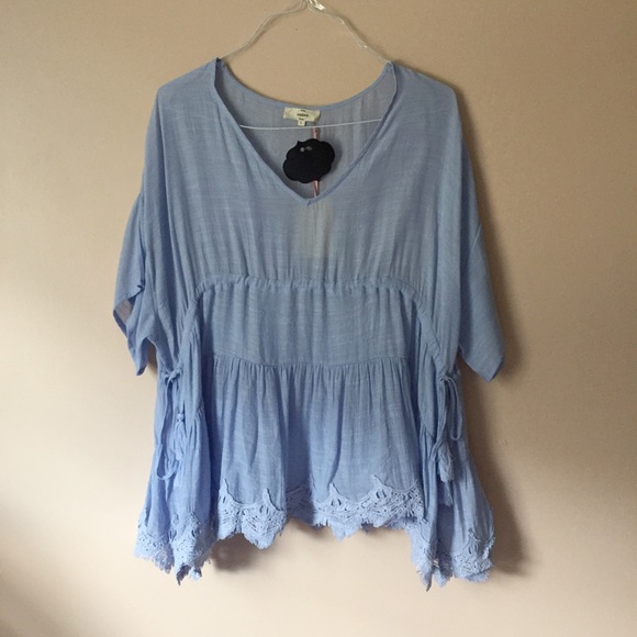 Anthropologie Tops - anthropologie baby blue v neck blouse